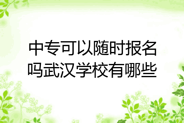 中专可以随时报名吗武汉学校有哪些