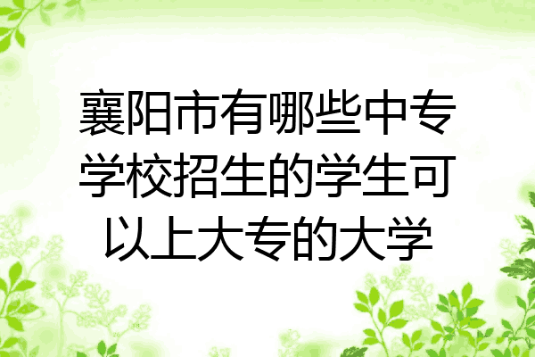 襄阳市有哪些中专学校招生的学生可以上大专的大学