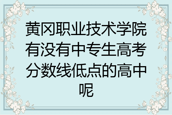 黄冈职业技术学院有没有中专生高考分数线低点的高中呢