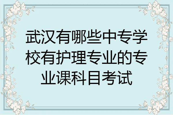 武汉有哪些中专学校有护理专业的专业课科目考试
