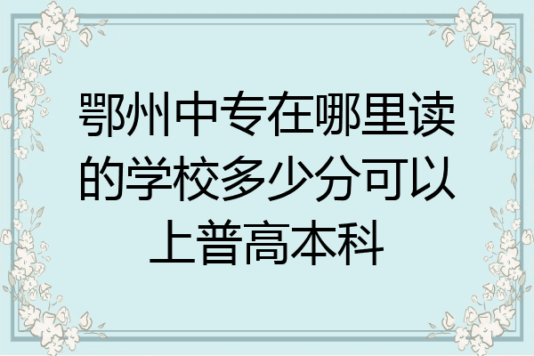 鄂州中专在哪里读的学校多少分可以上普高本科