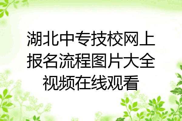 湖北中专技校网上报名流程图片大全视频在线观看