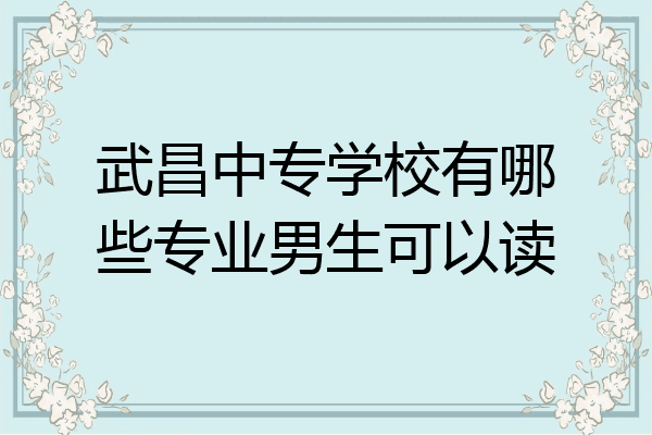 武昌中专学校有哪些专业男生可以读