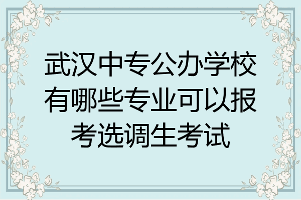 武汉中专公办学校有哪些专业可以报考选调生考试