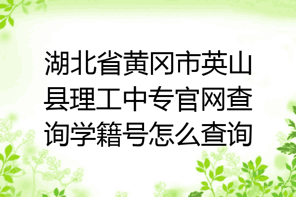 湖北省黄冈市英山县理工中专官网查询学籍号怎么查询