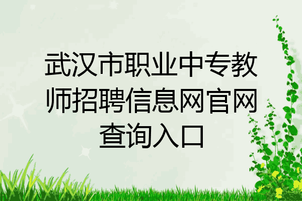 武汉市职业中专教师招聘信息网官网查询入口