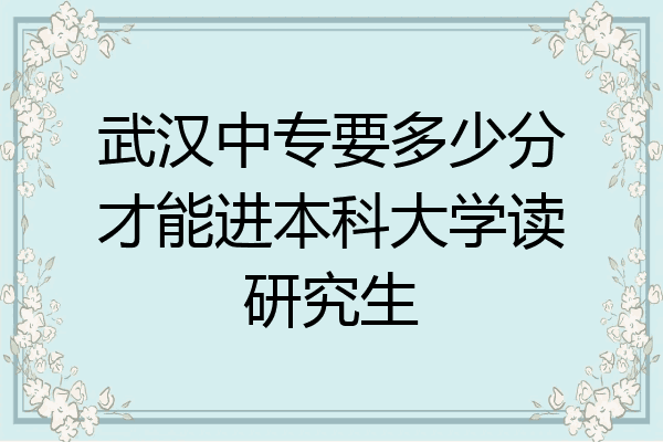 武汉中专要多少分才能进本科大学读研究生