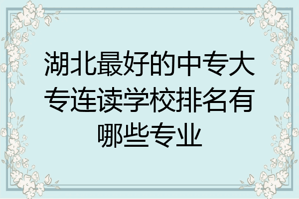 湖北最好的中专大专连读学校排名有哪些专业