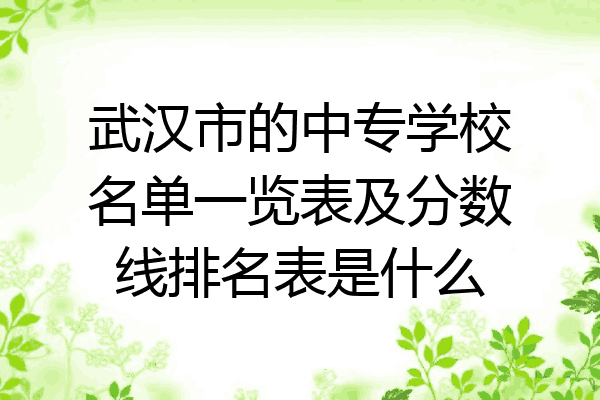 武汉市的中专学校名单一览表及分数线排名表是什么
