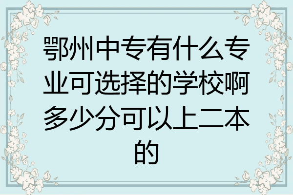 鄂州中专有什么专业可选择的学校啊多少分可以上二本的