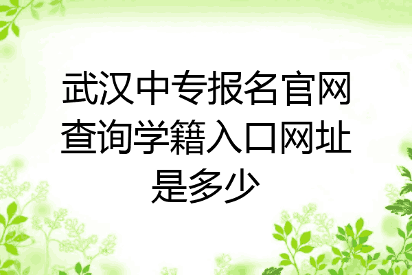 武汉中专报名官网查询学籍入口网址是多少