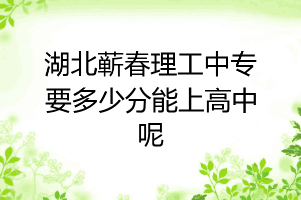 湖北蕲春理工中专要多少分能上高中呢