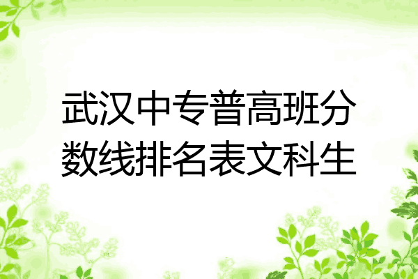 武汉中专普高班分数线排名表文科生