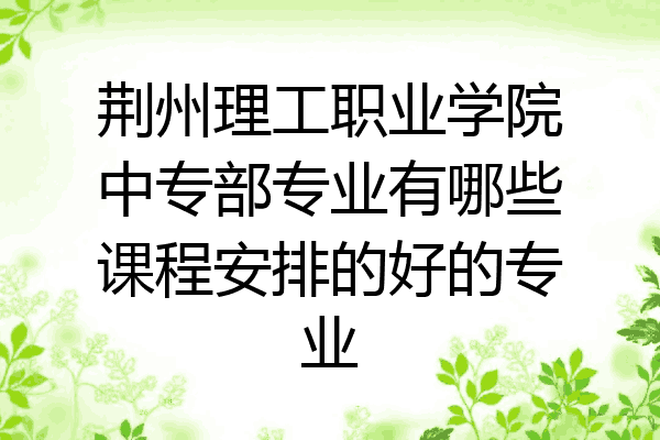 荆州理工职业学院中专部专业有哪些课程安排的好的专业