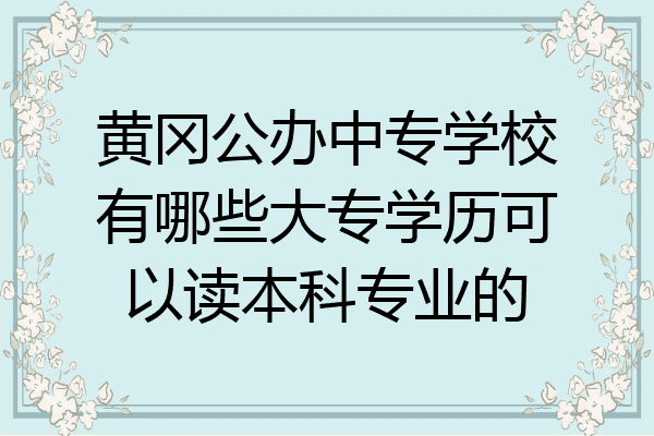 黄冈公办中专学校有哪些大专学历可以读本科专业的