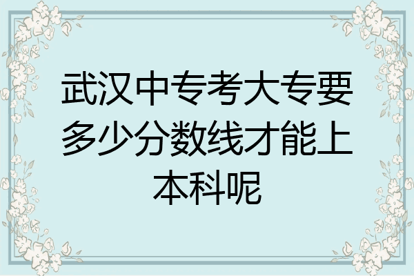 武汉中专考大专要多少分数线才能上本科呢