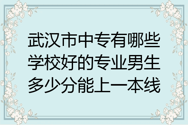 武汉市中专有哪些学校好的专业男生多少分能上一本线