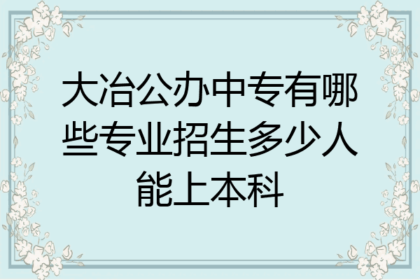 大冶公办中专有哪些专业招生多少人能上本科
