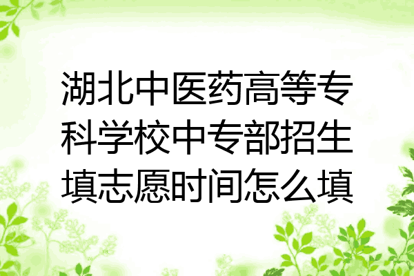 湖北中医药高等专科学校中专部招生填志愿时间怎么填