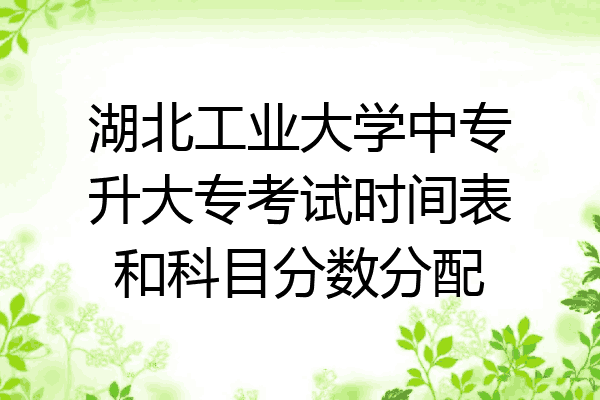 湖北工业大学中专升大专考试时间表和科目分数分配