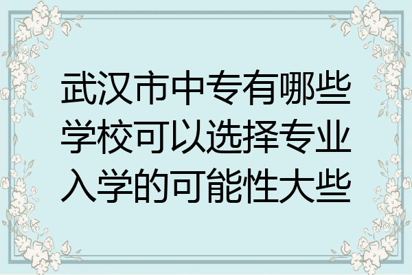 武汉市中专有哪些学校可以选择专业入学的可能性大些