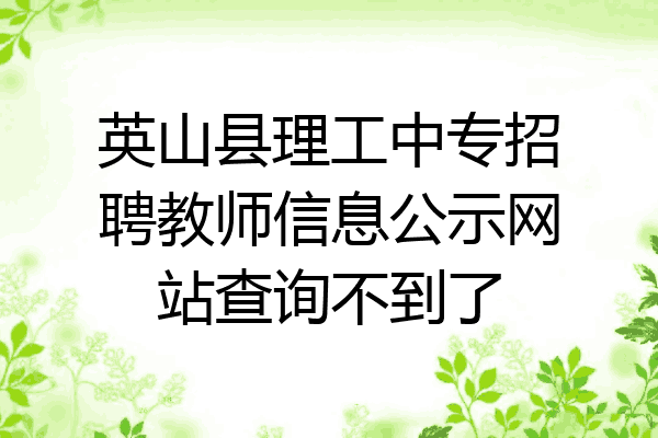 英山县理工中专招聘教师信息公示网站查询不到了