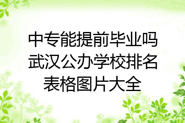 中专能提前毕业吗武汉公办学校排名表格图片大全