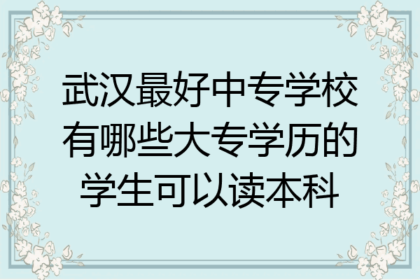 武汉最好中专学校有哪些大专学历的学生可以读本科