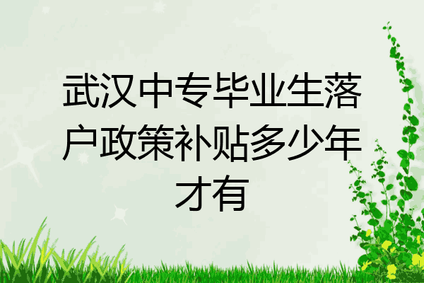 武汉中专毕业生落户政策补贴多少年才有