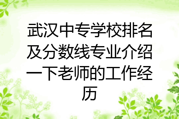 武汉中专学校排名及分数线专业介绍一下老师的工作经历