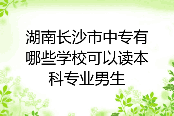 湖南长沙市中专有哪些学校可以读本科专业男生