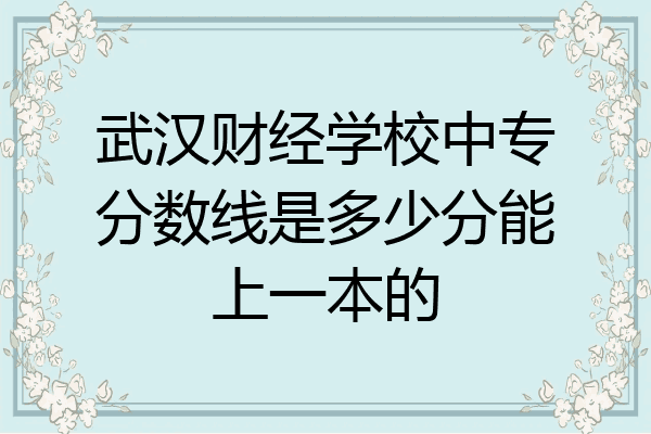 武汉财经学校中专分数线是多少分能上一本的