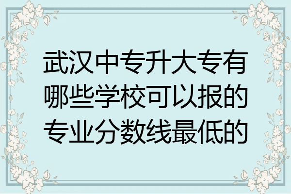 武汉中专升大专有哪些学校可以报的专业分数线最低的