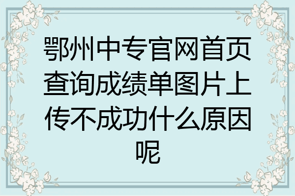 鄂州中专官网首页查询成绩单图片上传不成功什么原因呢