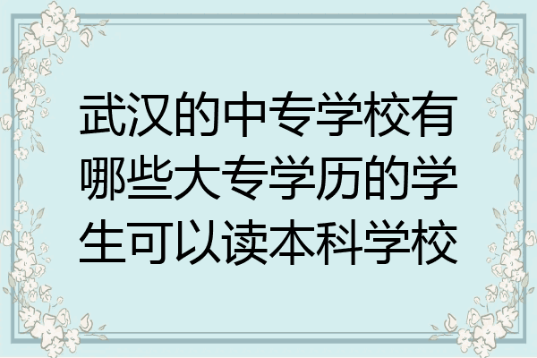武汉的中专学校有哪些大专学历的学生可以读本科学校