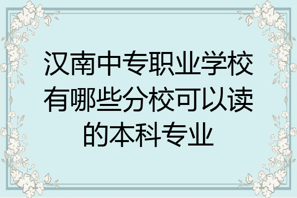 汉南中专职业学校有哪些分校可以读的本科专业