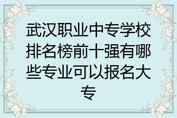 武汉职业中专学校排名榜前十强有哪些专业可以报名大专