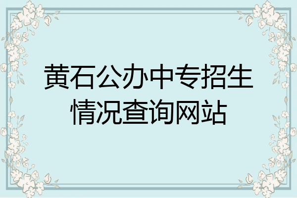 黄石公办中专招生情况查询网站