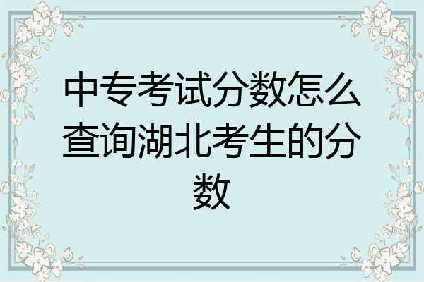 中专考试分数怎么查询湖北考生的分数