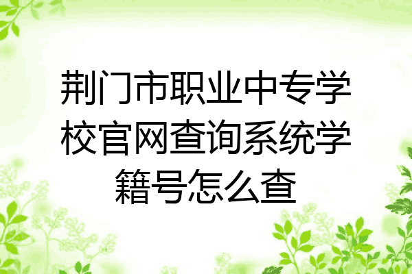 荆门市职业中专学校官网查询系统学籍号怎么查