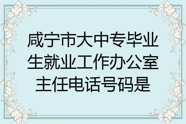 咸宁市大中专毕业生就业工作办公室主任电话号码是