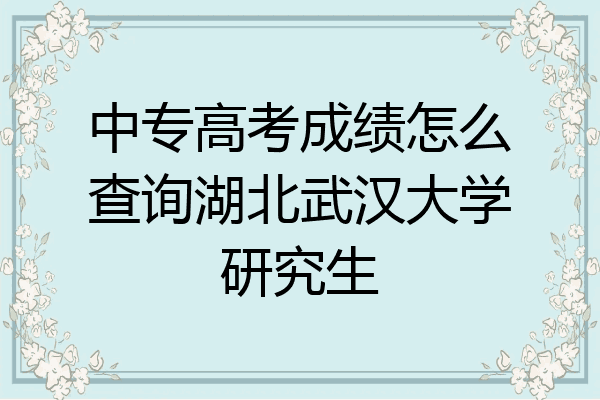 中专高考成绩怎么查询湖北武汉大学研究生