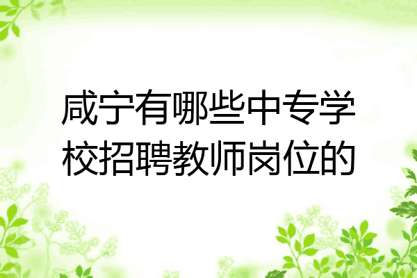 咸宁有哪些中专学校招聘教师岗位的