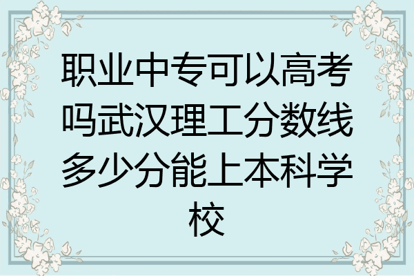 职业中专可以高考吗武汉理工分数线多少分能上本科学校