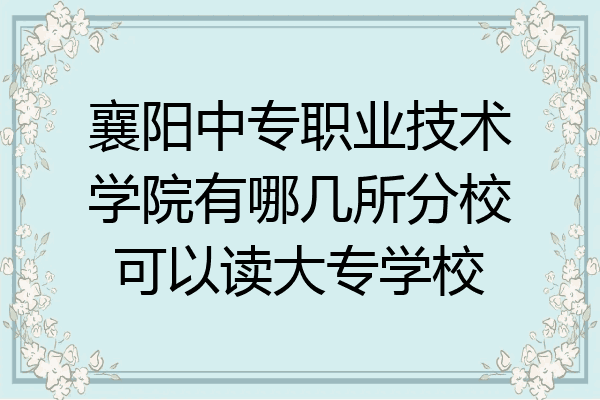 襄阳中专职业技术学院有哪几所分校可以读大专学校