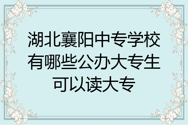 湖北襄阳中专学校有哪些公办大专生可以读大专