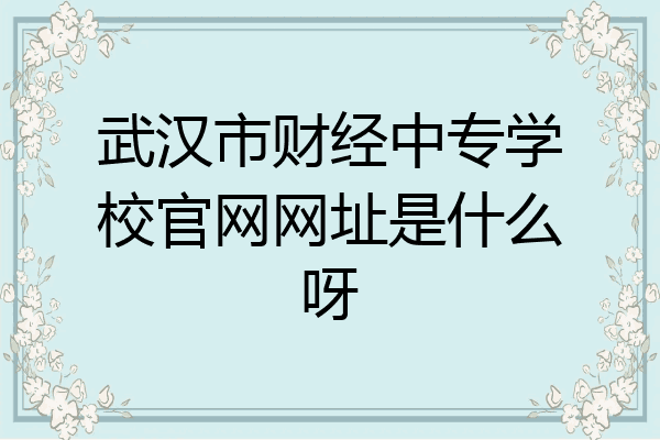武汉市财经中专学校官网网址是什么呀