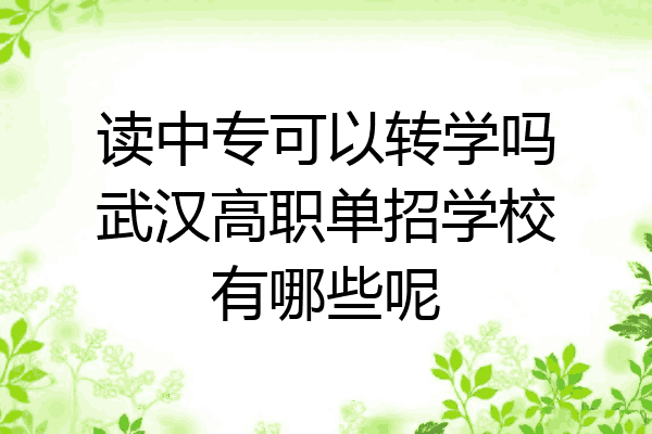读中专可以转学吗武汉高职单招学校有哪些呢
