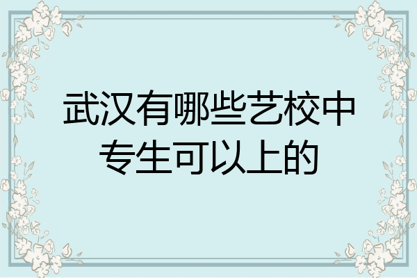 武汉有哪些艺校中专生可以上的