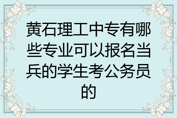 黄石理工中专有哪些专业可以报名当兵的学生考公务员的